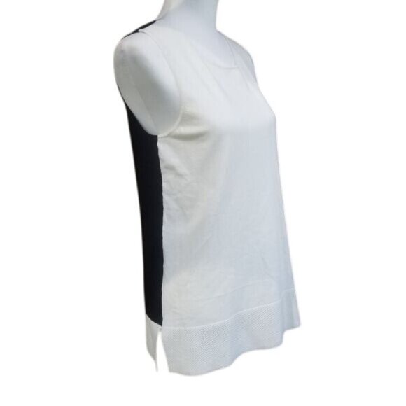 Anne Klein Colorblock Sleeveless Sweater Tunic Sz S Black & White Relaxed Fit - Picture 1 of 11